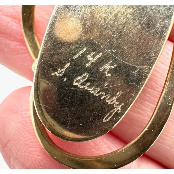 Australian Artisan Black Opal Triplet Necklace 14K Yellow Gold Unique Design - Picture 4 of 6